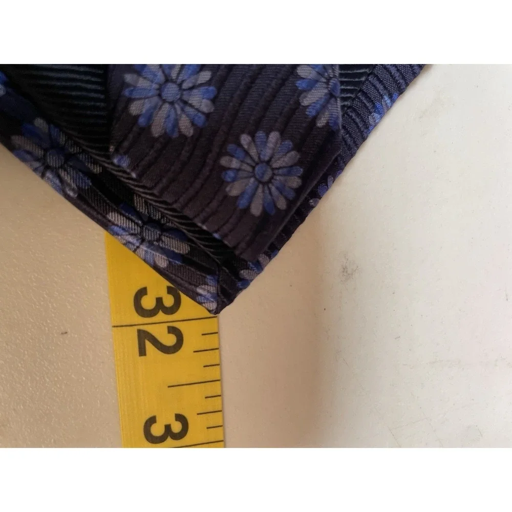 Ermenegildo Zegna Tie Mens Blue Silk Floral Jacquard Italy‎ Disegno Esclusivo